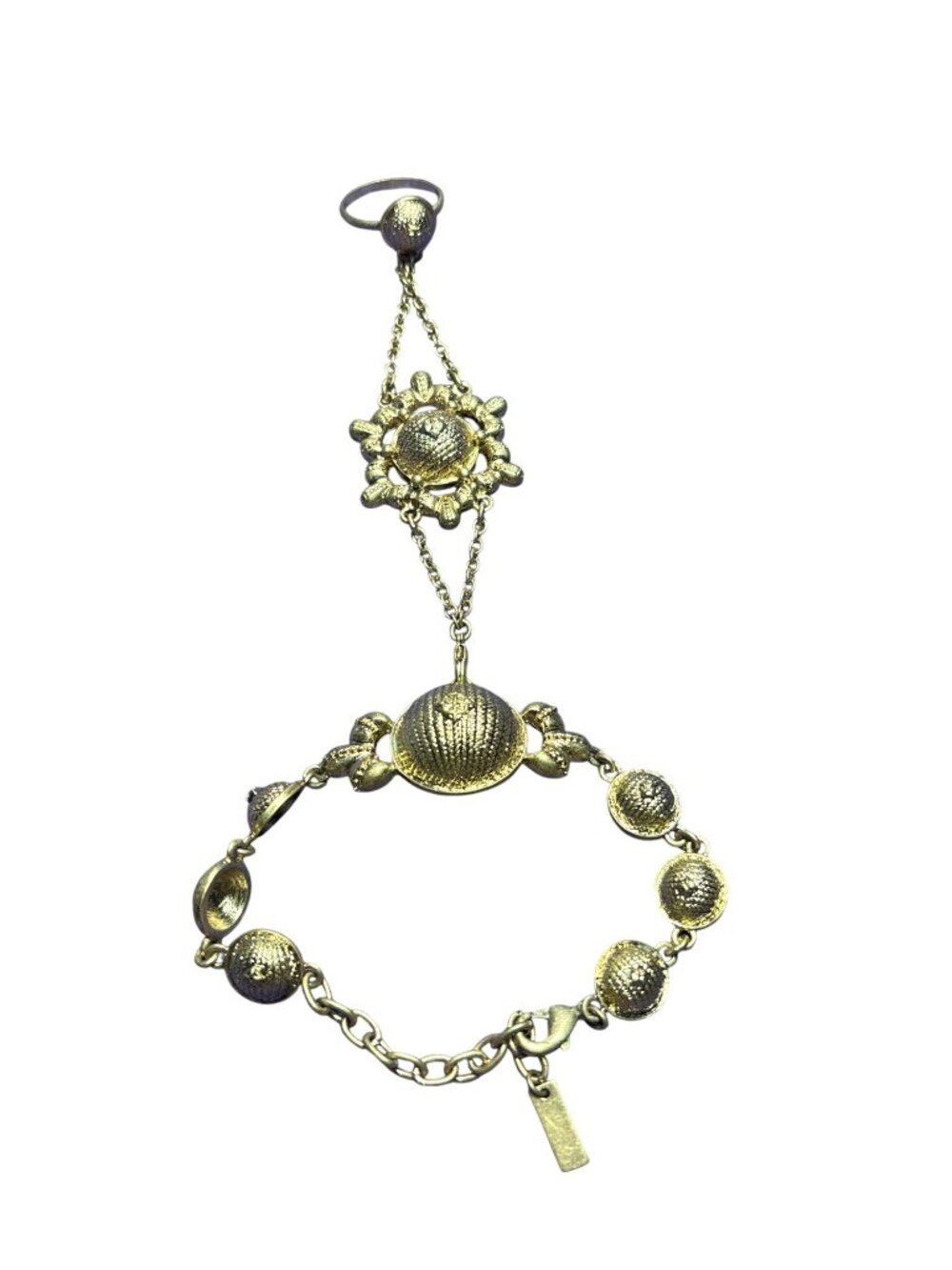 Jewelmint Hand Bracelet Goldtone Adjustable Ring Bracelet 6.5 - 8 inches